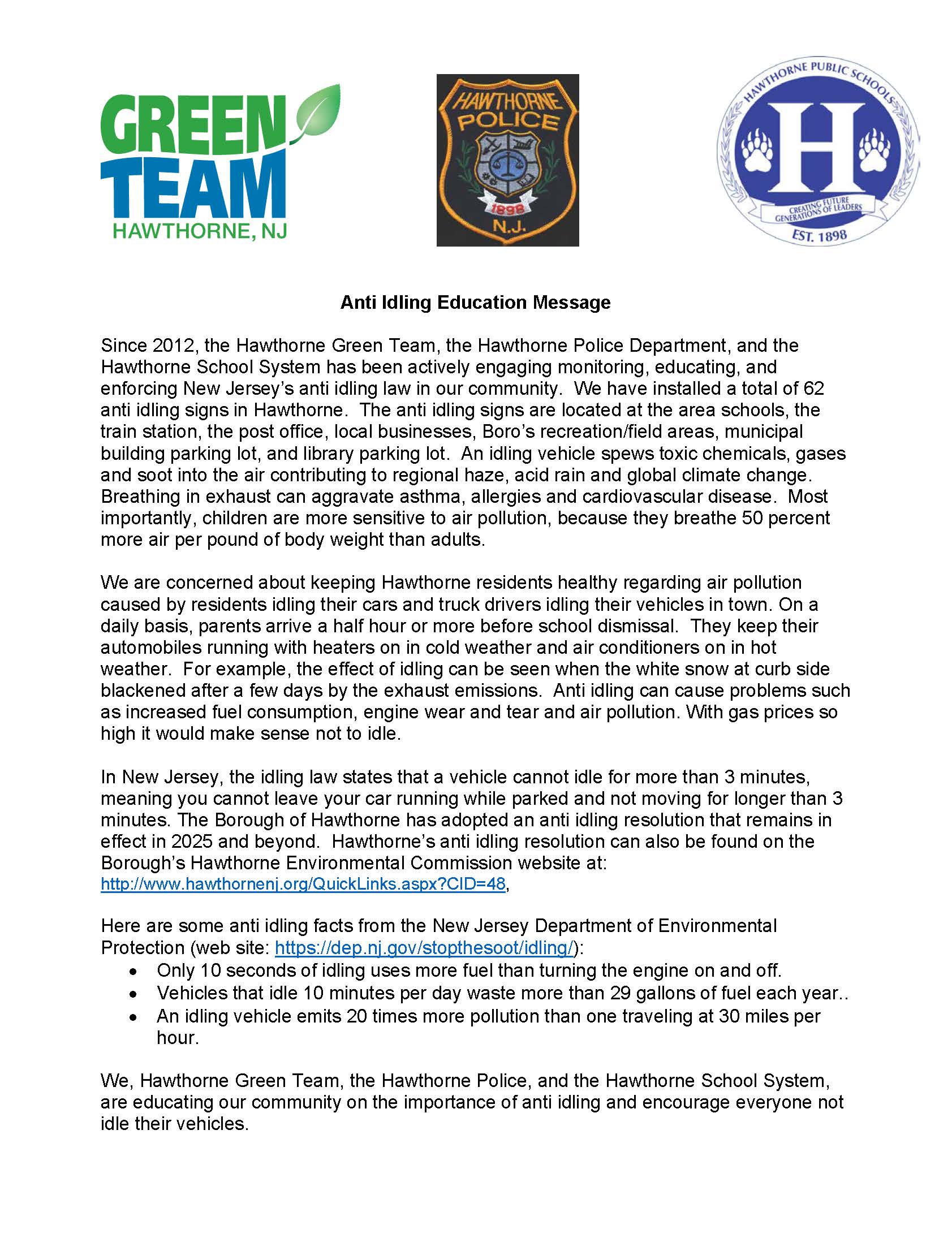 Partnership Anti Idling Education Letter FINAL