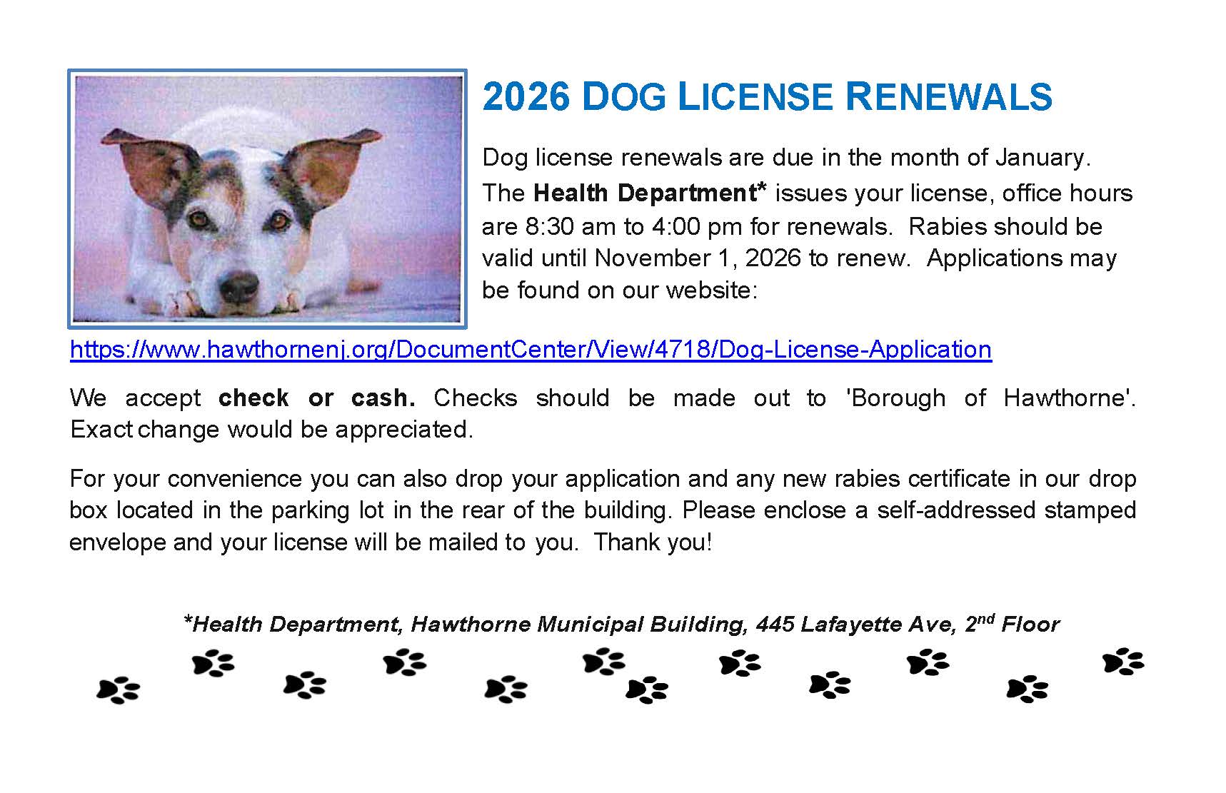 2026 DOG LICENSE FLYER
